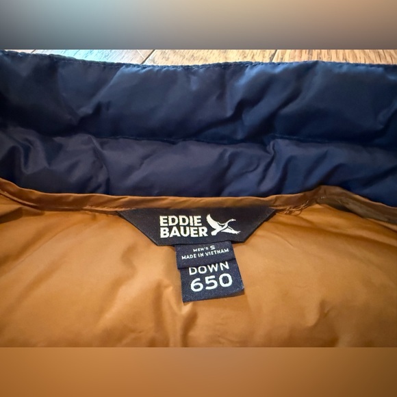Eddie Bauer EB650 Puffer Jacket Men’s Size Small Navy Down Full Zip Lightweight - Picture 7 of 16
